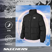 斯凯奇（Skechers）运动休闲户外短款羽绒服男女冬季立领防风保暖外套棉袄 碳黑 S