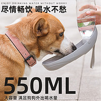 hoopet狗狗外出水杯宠物便携式喝水瓶狗户外饮水器大型犬遛狗随行杯水粮 蓝色 550ml-不耐热水不可回流