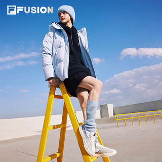 FILA 斐乐 FUSION斐乐潮牌羽绒服女时尚宽松休闲连帽上衣 冰湖蓝-BU 170/88A/L