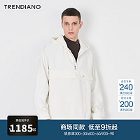 TRENDIANO拼接设计连帽廓形休闲卫衣男潮 米白010 M