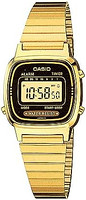 CASIO 卡西欧 女式 复古 LA670WGA-1DF 日常闹钟数字金色手表, 金色, 均码, 复古、经典
