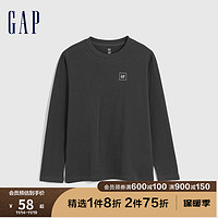 Gap男童冬季2023LOGO宽松长袖T恤836890儿童装运动休闲上衣 深灰色 160cm(XL)亚洲尺码