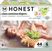 Honest The Honest Company 清洁意识纸尿裤 | 植物性、可持续 | 尺寸 6 (35+ 磅),44 片装