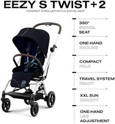 cybex Eezy S Twist +2 V2 婴儿推车，带 360° 旋转座椅，适合 6 个月及以上婴儿 - 与 CYBEX 汽车座椅兼容