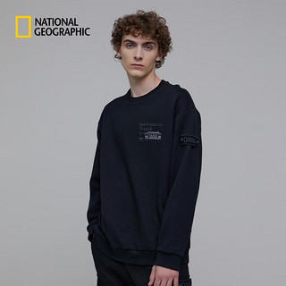 National Geographic国家地理男女同款款秋冬城市系列休闲印花套头卫衣 碳黑色CARBON BLACK 185/104A(XL)