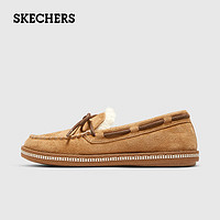 斯凯奇（Skechers）女士加绒保暖舒适一脚蹬轻便耐磨乐福鞋舒适健步休闲鞋 CSNT栗色 37