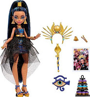 Monster High Cleo De Nile 娃娃身着怪物舞会派对礼服 配有权杖等主题配饰