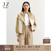 玖姿·安娜蔻都市机能风轻量户外撞色H型风衣女2024春季 卡其 L