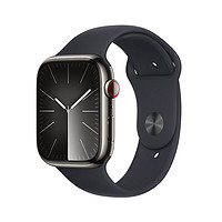 Apple Watch Series 9 智能手表蜂窝款45毫米石墨色不锈钢表壳午夜色运动型表带S/M S9 MRPN3CH/A【免息版】