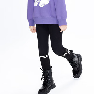 little MO&Co.抑菌加绒 little moco童装23女童拼接假两件袜套弹力打底长裤 黑色 155/64
