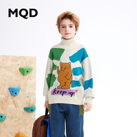 MQD 马骑顿 童装男童毛衣保暖高领儿童针织衫 米白 140