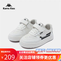 Kappa Kids卡帕魔术贴板鞋儿童2023休闲鞋大小童小白鞋百搭运动鞋 米白/黑 34码