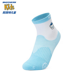 Skechers斯凯奇宝宝袜子海底小纵队联名商场同款幼童2对装中筒袜L323K004 海水蓝/亮白/0372 S（ 14-16cm）