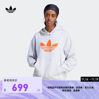 adidas 阿迪达斯 三叶草女装冬季毛圈布运动连帽卫衣II5602 浅麻灰 A/S