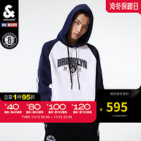 杰克·琼斯（JACK&JONES）23冬季新男NBA联名篮网队字母刺绣宽松运动连帽卫衣上衣223433139 A06本白色 170/92A/S