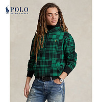 Polo Ralph Lauren 拉夫劳伦 男装 23年秋格纹毛绒起绒布连帽衫RL17664 300-绿色 L