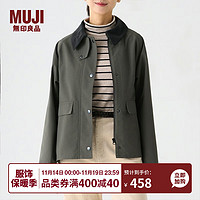 MUJI 無印良品 無印良品MUJI 女式 不易沾水 燈芯絨領夾克 短款休閑外套 春秋季 BDE92C4S 煙熏綠色 M