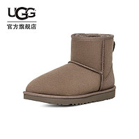 UGG 女士休闲舒适平底圆头纯色经典迷你短靴雪地靴1016222 SKP | 烟羽灰色 37