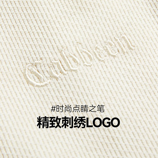 卡宾男装 细坑绒条运动裤冬宽松卫裤LOGO刺绣直筒裤Y 杏色15 L