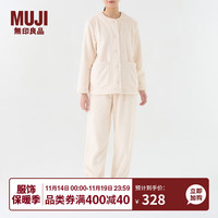 無印良品 MUJI(無印良品 )女式 暖柔 家居睡衣套装 女士珊瑚绒家居服秋冬款 FD04CC3A 象牙白色 L-XL 上装170/92A,下装170/74A