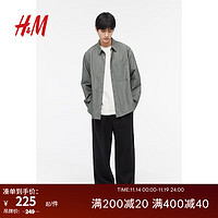 H&M男装休闲宽松衬衫1183327 灰绿色 175/108A