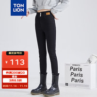 唐狮 TONLION牛仔裤女高腰紧身小脚裤 黑色 26