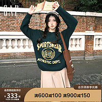 Gap【欧阳娜娜同款】男女装冬季2023LOGO针织衫842158廓形毛衣 深绿色 170/108A(XL)亚洲尺码