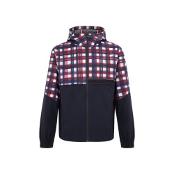 tommyhilfiger汤米希尔费格男装格纹拼接logo织带抽绳连帽单夹克外套