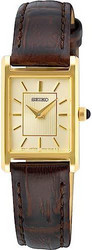 SEIKO 精工 女士手表 石英 不锈钢 皮革表带 SWR066P1, 金色, 系带。