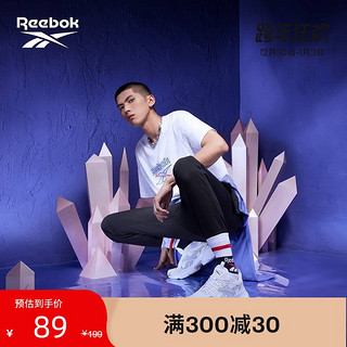 Reebok 锐步 官方情侣款GU3876休闲基础LOGO圆领印花经典短袖T恤