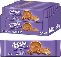 Milka 妙卡 Choco Wafer - Waffel mit Kakaocreme Füllung umhüllt von Alpenmilch Schokolade - 14 x 150 g