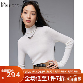 PALUOPO 帕罗 秋冬纯羊毛衫女士针织时尚高领 23296 白色 95/S