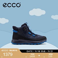 爱步（ECCO）儿童靴子 冬季女童皮鞋防滑高帮中大童童鞋 突破761993 黑色/午夜蓝76199360159 38