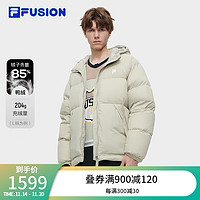 FILA FUSION斐乐潮牌羽绒服男时尚休闲宽松连帽外套 雏鸭灰-GY 165/88A/S