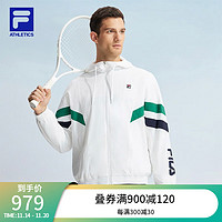 FILA 斐乐男士梭织外套2023冬简约宽松网球运动连帽上衣 玉石白-WT 170/92A/M