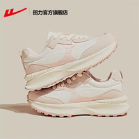 回力女鞋秋季老爹鞋女厚底增高跑步鞋女轻便百搭休闲运动鞋女ML 米粉色 36
