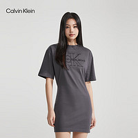 Calvin Klein Jeans24春季女士休闲通勤刺绣字母纯棉针织连衣裙ZW02515 BEH-长石灰 XS