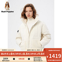 Hush Puppies暇步士女装简约通勤拼接保暖立领羽绒服 118白色 XL