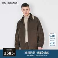 TRENDIANO羊毛翻领夹棉拉链长袖休闲外套男潮 啡色810 M