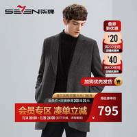 柒牌西装领毛呢大衣男冬季时尚休闲含羊毛厚外套【千鸟格】125JD70260 炭灰 M