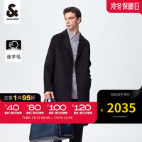 杰克·琼斯（JACK&JONES）冬季男士大衣略宽松版型舒适百搭毛呢外套223427019 黑色E40 170/92A/S