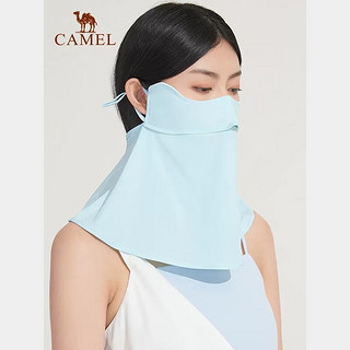 CAMEL 骆驼 腮红防晒面罩女士全脸遮阳面纱透气防尘口罩冰丝护颈 霜草蓝,A0W3VJ103