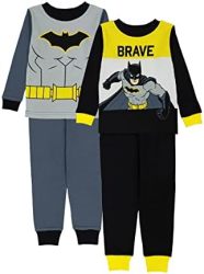 DC Comics 男孩蝙蝠侠 4 件套棉质睡衣套装