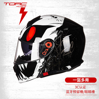 TORC T271 摩托车头盔 揭面盔 白魔兽款 黑色 M码