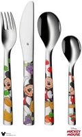 WMF 福腾宝 迪士尼米老鼠儿童餐具套装 4 件套，不锈钢，3 岁起儿童餐具，Cromargan 抛光，可用洗碗机清洗