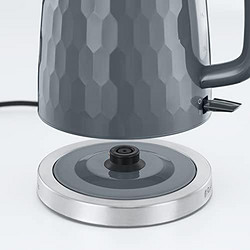 Russell Hobbs 领豪 26053 无绳电热水壶 - 现代蜂窝设计,快速煮沸和煮沸干燥保护,1.7 升,3000 瓦,灰色