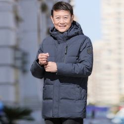 yaya鸭鸭羽绒服鸭鸭yaya羽绒服男士中长款连帽服中老年爸爸冬装加厚