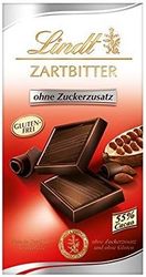 Lindt 瑞士莲 不添加糖的瑞士黑巧克力（55％ 可可含量，好的 Lindt 巧克力，不含糖和麸质）1 包（1 x 100 克）