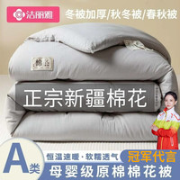 洁丽雅（grace）A类被子秋冬季棉被新疆棉花被芯加厚冬被垫被棉絮四季被棉花被子 灰色 220*240cm春秋被/6斤