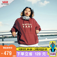 VANS范斯 亚洲艺术家联名女子连帽卫衣美式工装风NUTTSH 酒红色 L